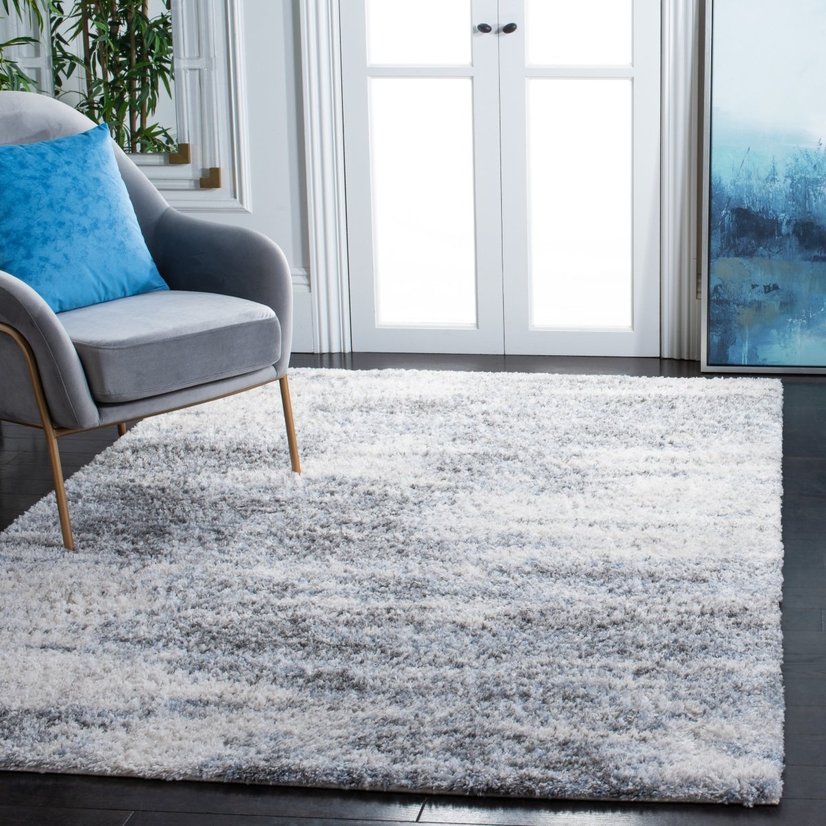 Safavieh Berber Shag Ber273A Ivory/Grey Rugs.