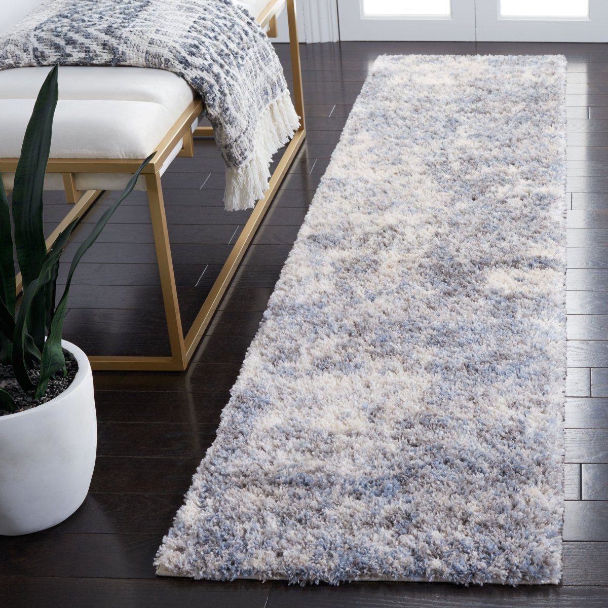 Safavieh Berber Shag Ber274B Ivory/Blue Rugs.