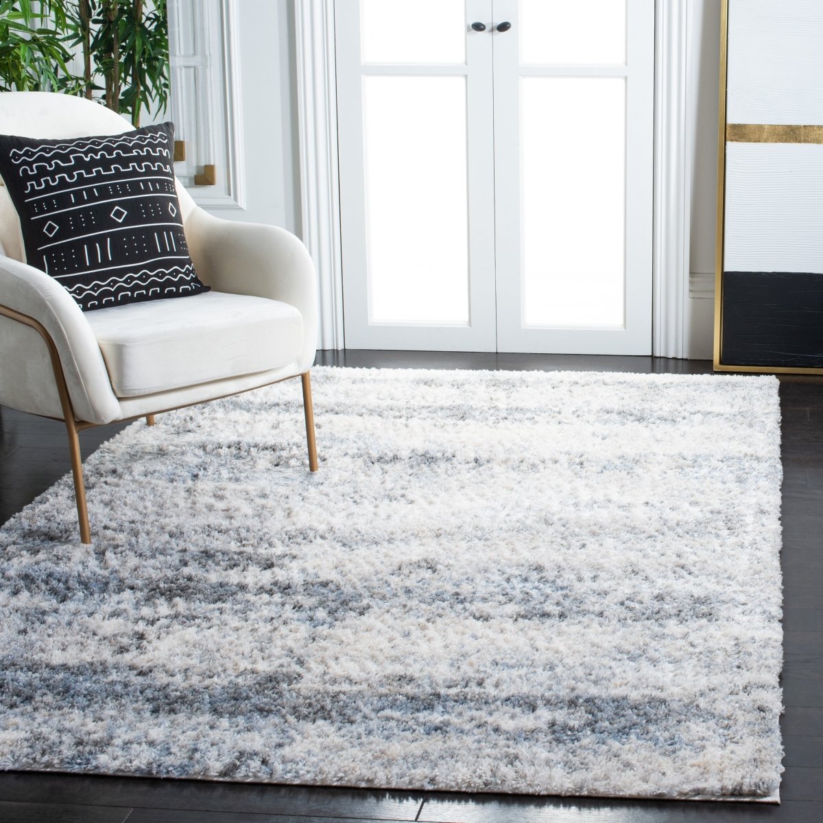 Safavieh Berber Shag Ber276A Ivory/Charcoal Rugs.