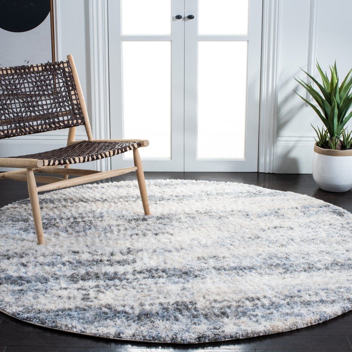 Safavieh Berber Shag Ber276A Ivory/Charcoal Rugs.
