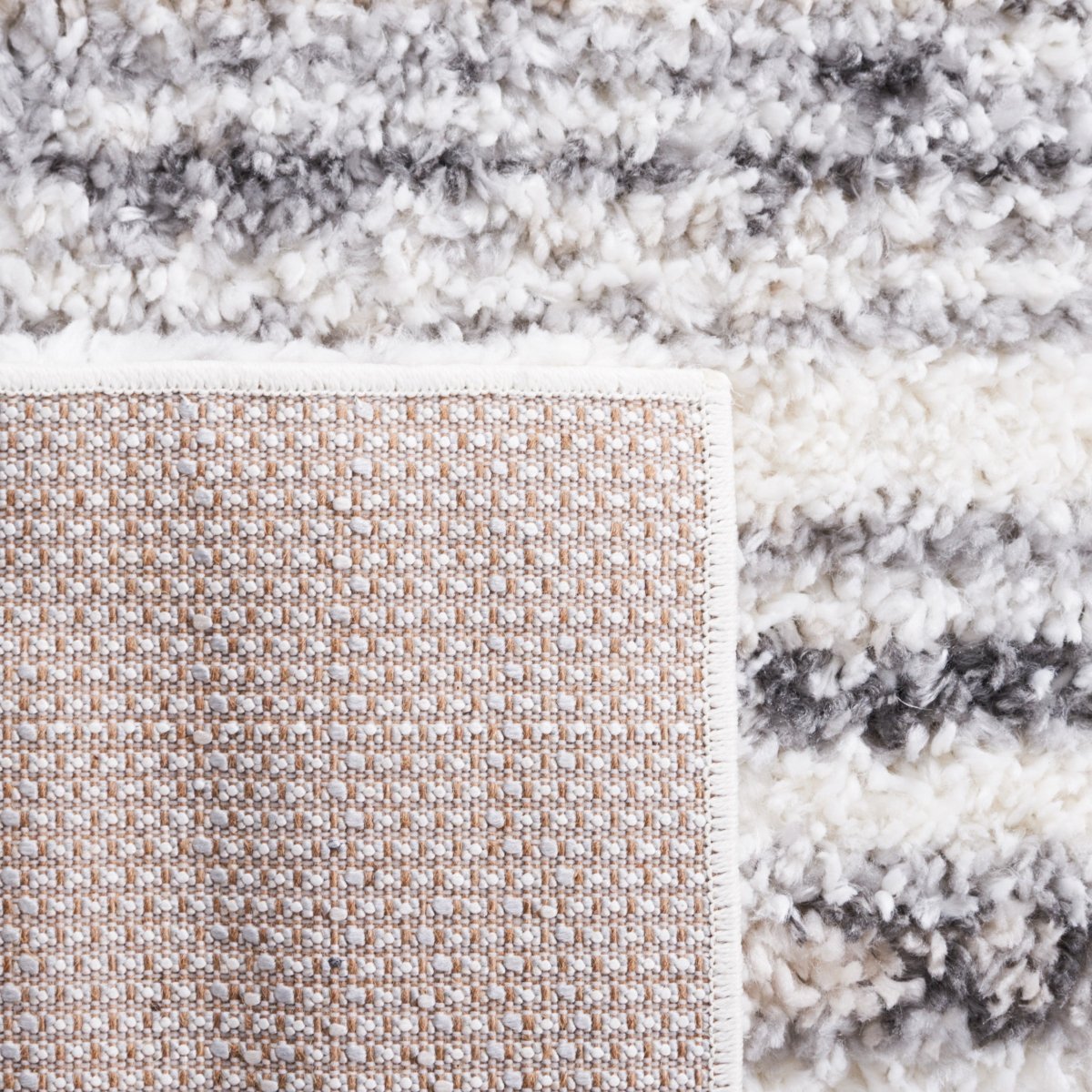 Safavieh Berber Shag Ber424A Ivory/Grey Rug.