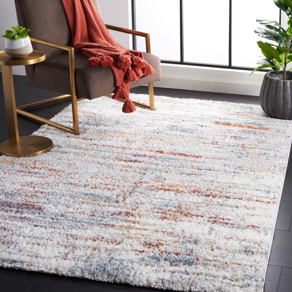 Safavieh Berber Shag Ber577A Blue Rust/Ivory Rug.