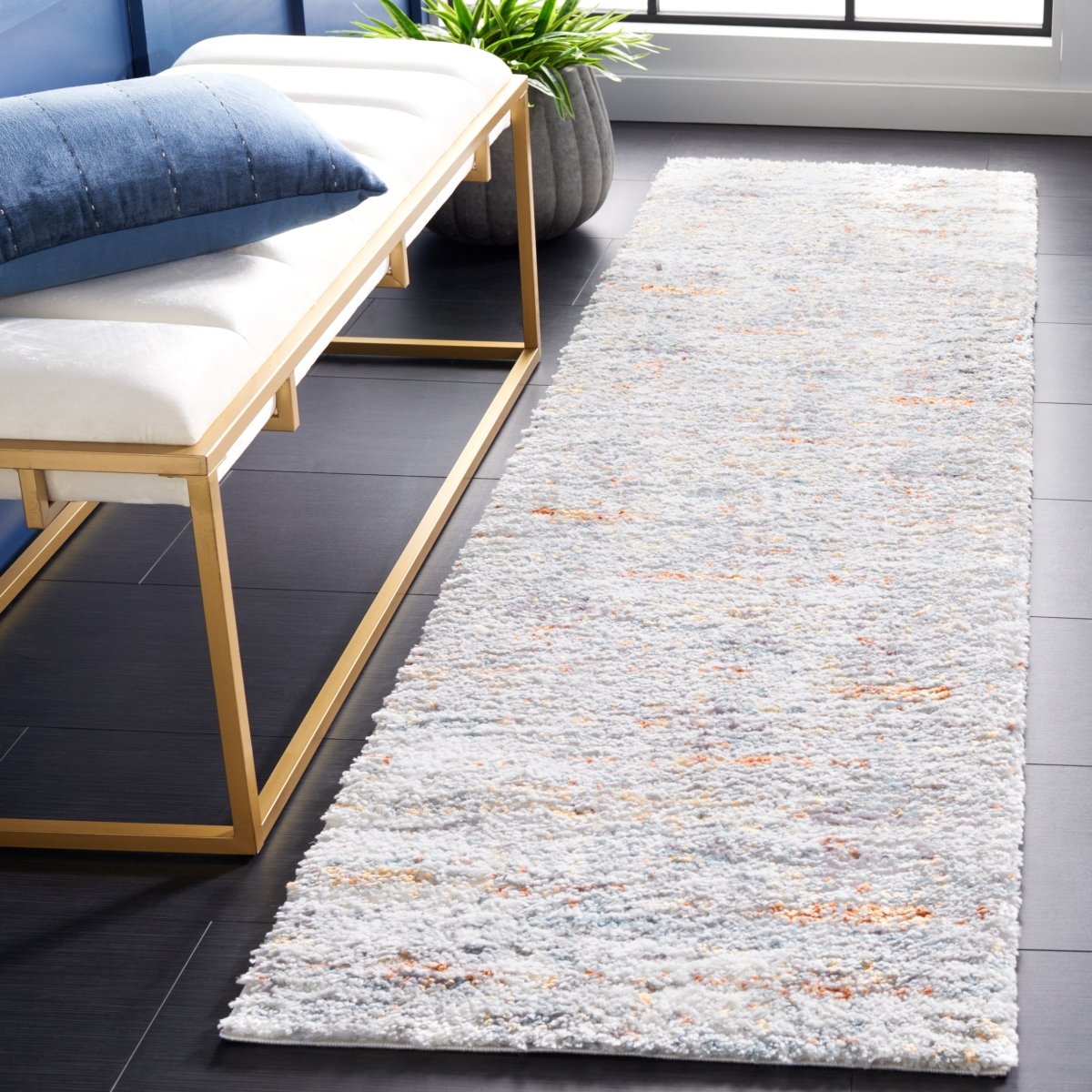 Safavieh Berber Shag Ber577A Blue Rust/Ivory Rug.