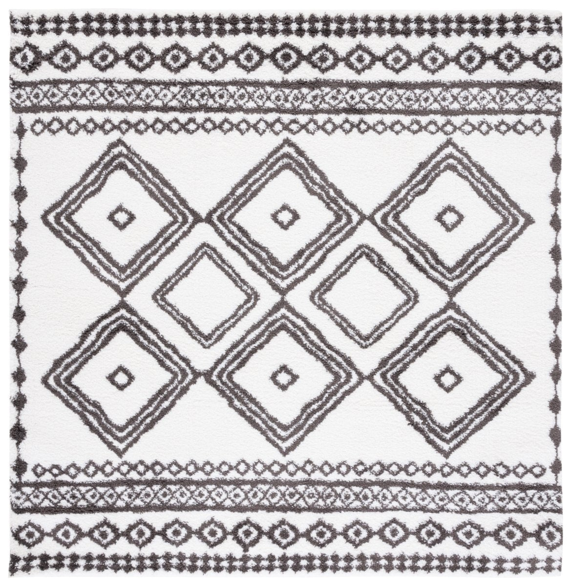 Safavieh Berber Shag Ber591A Ivory/Dark Grey Rug.
