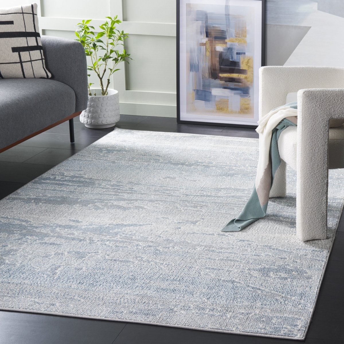 Safavieh Blair Washable Blr244M Blue/Grey Rug.