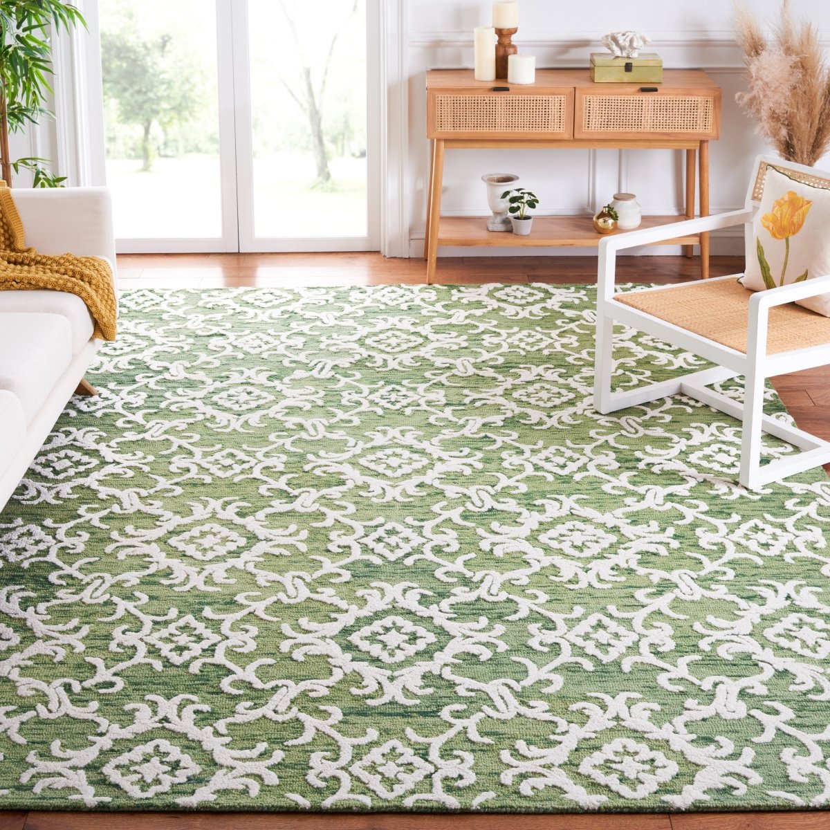 Safavieh Blossom Blm104Y Green/Ivory Rug.
