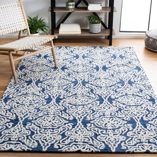 Safavieh Blossom Blm112N Navy/Ivory Rug.