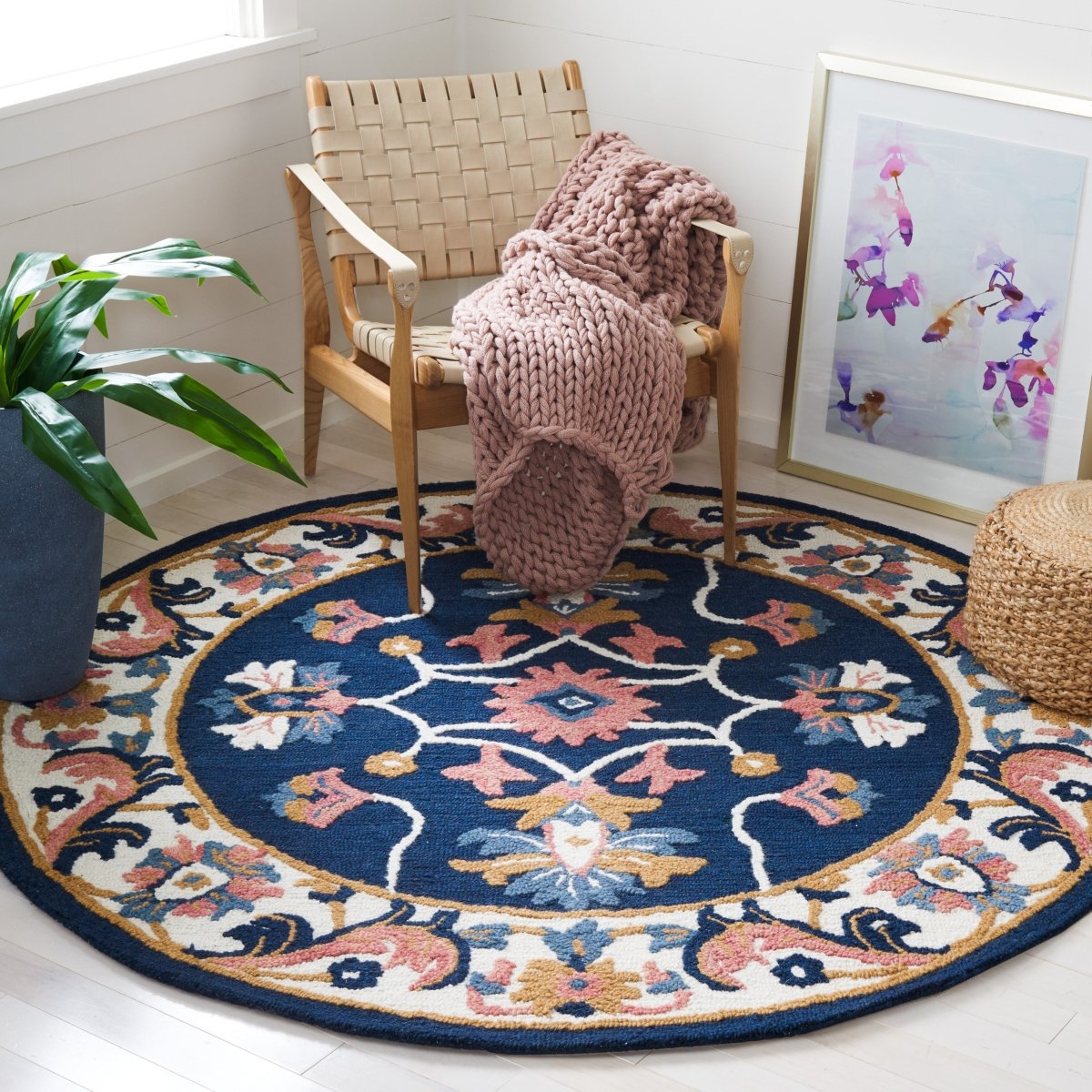 Safavieh Blossom Blm176M Blue/Ivory Rug.