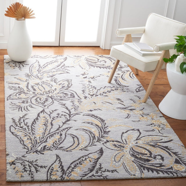 Safavieh Blossom Blm275F Grey/Yellow Rug.