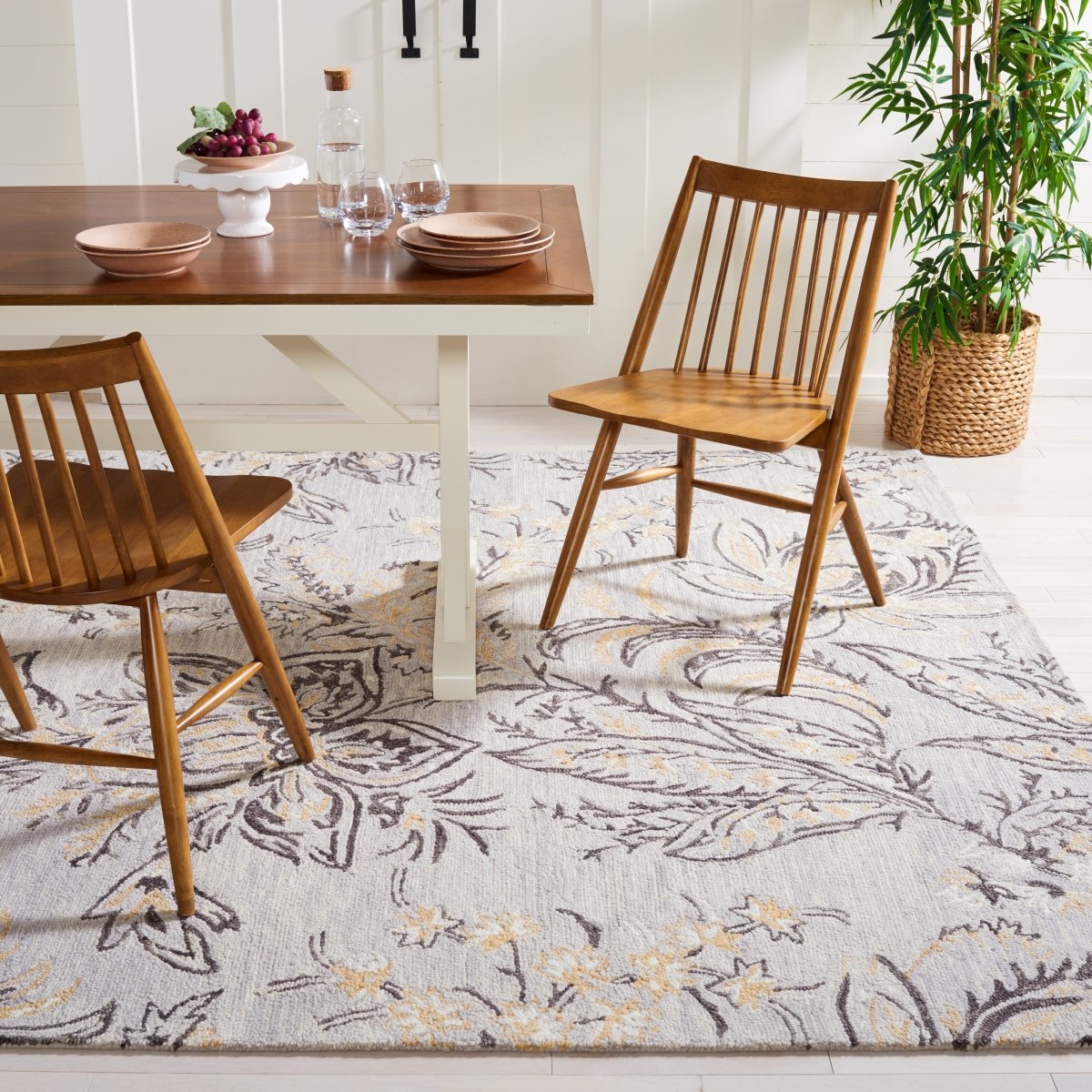 Safavieh Blossom Blm275F Grey/Yellow Rug.