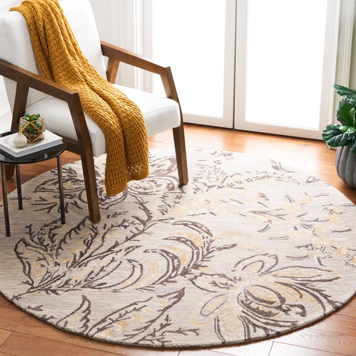 Safavieh Blossom Blm275F Grey/Yellow Rug.