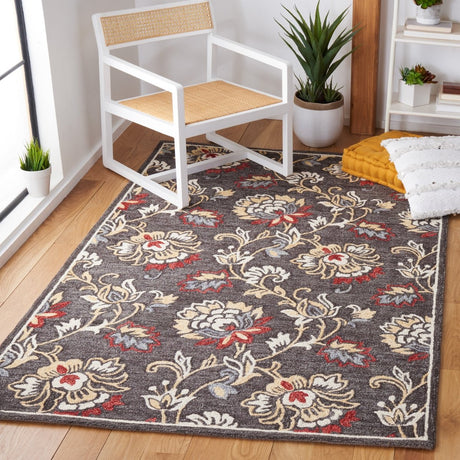Safavieh Blossom Blm276Z Dark Grey/Yellow Rug.