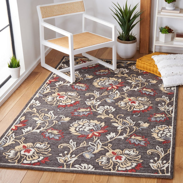 Safavieh Blossom Blm276Z Dark Grey/Yellow Rug.