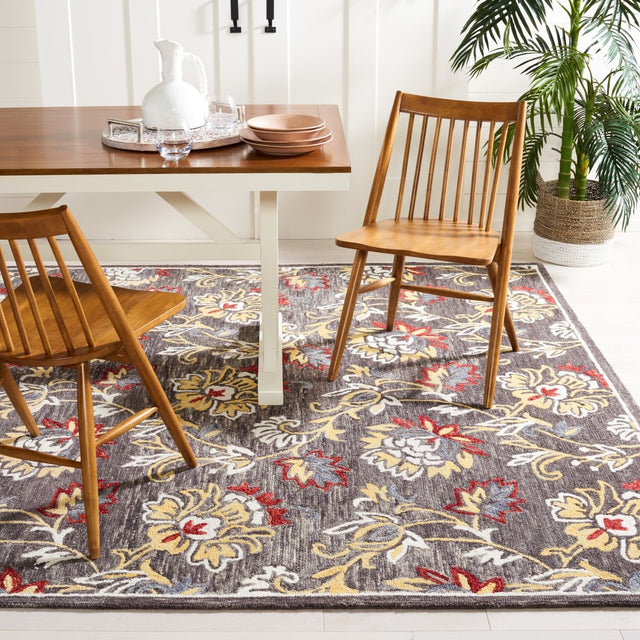 Safavieh Blossom Blm276Z Dark Grey/Yellow Rug.