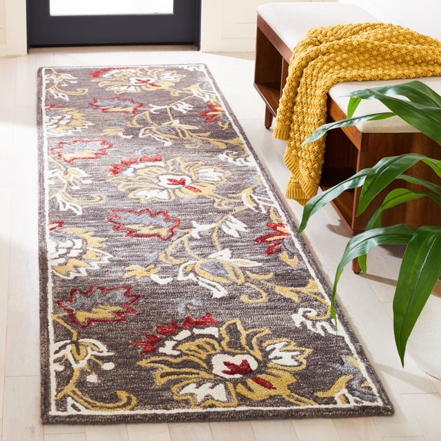 Safavieh Blossom Blm276Z Dark Grey/Yellow Rug.