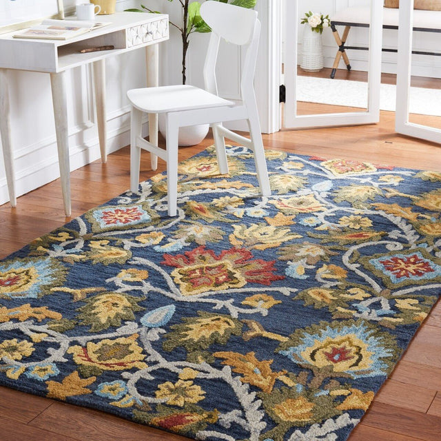 Safavieh Blossom Blm402A Navy/Multi Rug - blm402a-3sq