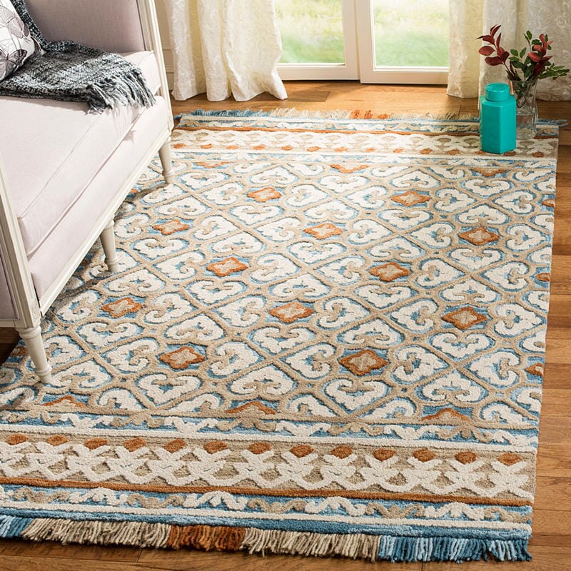Safavieh Blossom Blm420B Ivory / Blue Rugs.