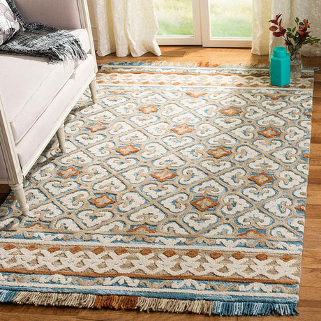 Safavieh Blossom Blm420B Ivory / Blue Rugs.