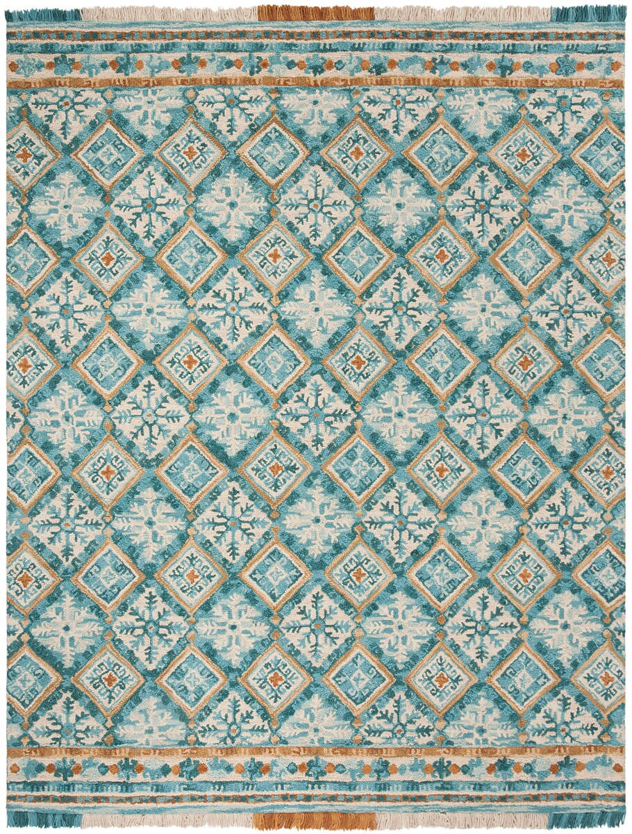Safavieh Blossom Blm421B Ivory / Teal Rugs.