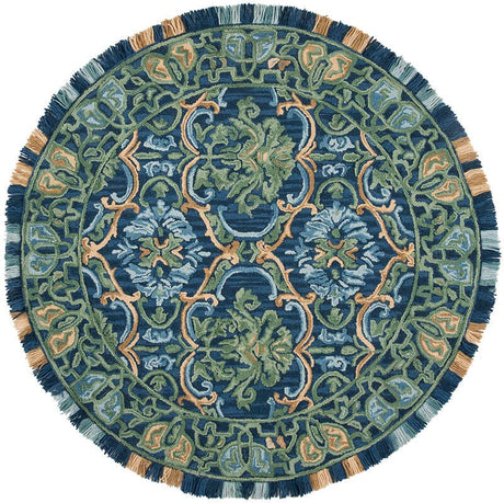 Safavieh Blossom Blm422A Navy/Green Rug.
