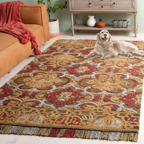 Safavieh Blossom Blm422B Green/Gold Rug.