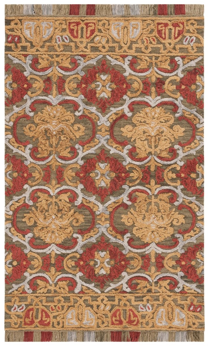 Safavieh Blossom Blm422B Green/Gold Rug.