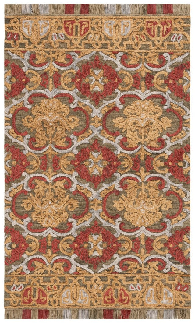 Safavieh Blossom Blm422B Green/Gold Rug.