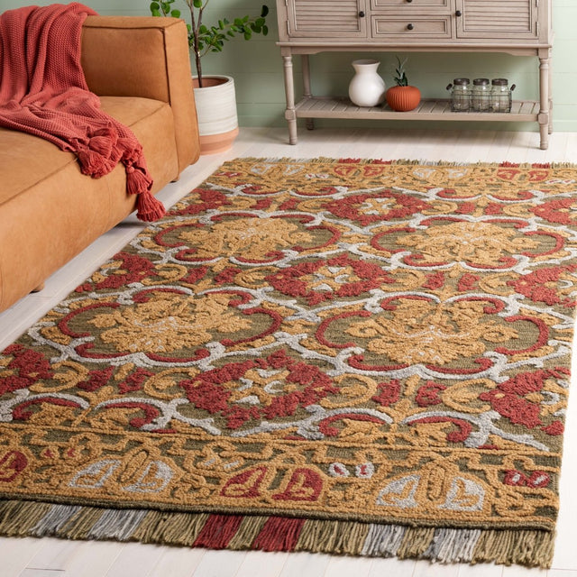 Safavieh Blossom Blm422B Green/Gold Rug.