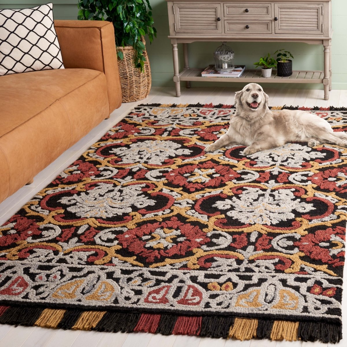 Safavieh Blossom Blm422H Charcoal/Red Rug.