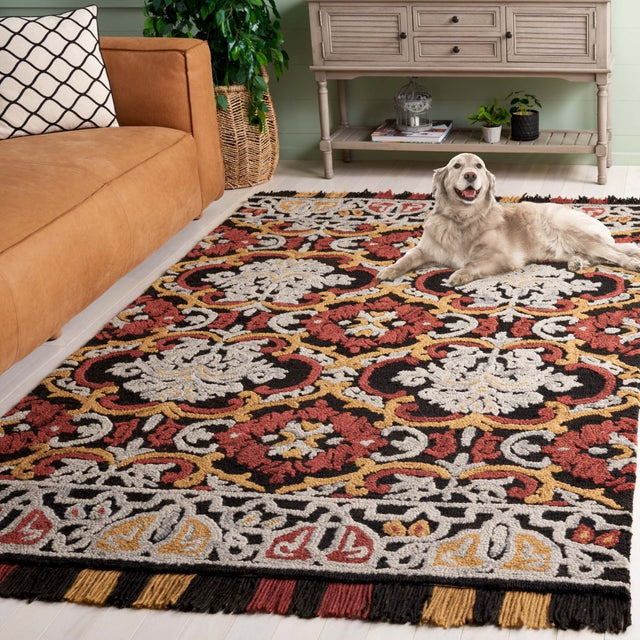 Safavieh Blossom Blm422H Charcoal/Red Rug.
