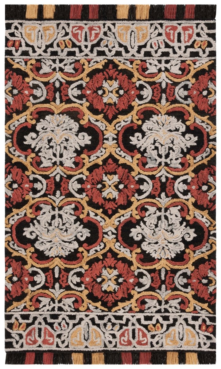 Safavieh Blossom Blm422H Charcoal/Red Rug.
