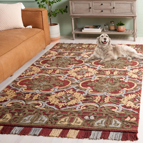 Safavieh Blossom Blm422Q Red/Gold Rug.