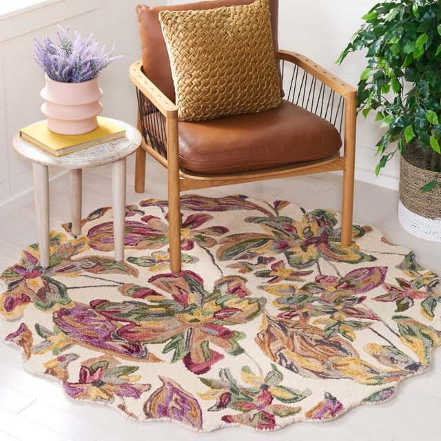 Safavieh Blossom Blm461A Ivory/Plum Rug.
