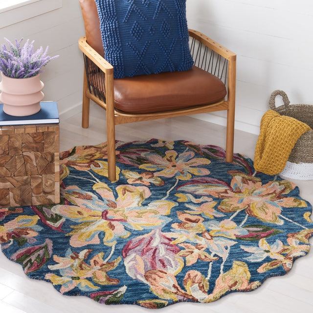 Safavieh Blossom Blm461M Blue/Gold Rug.