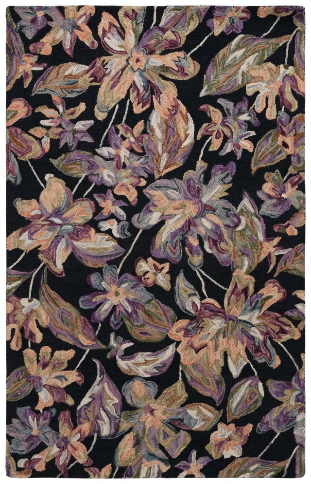 Safavieh Blossom Blm461Z Black/Plum Rug.