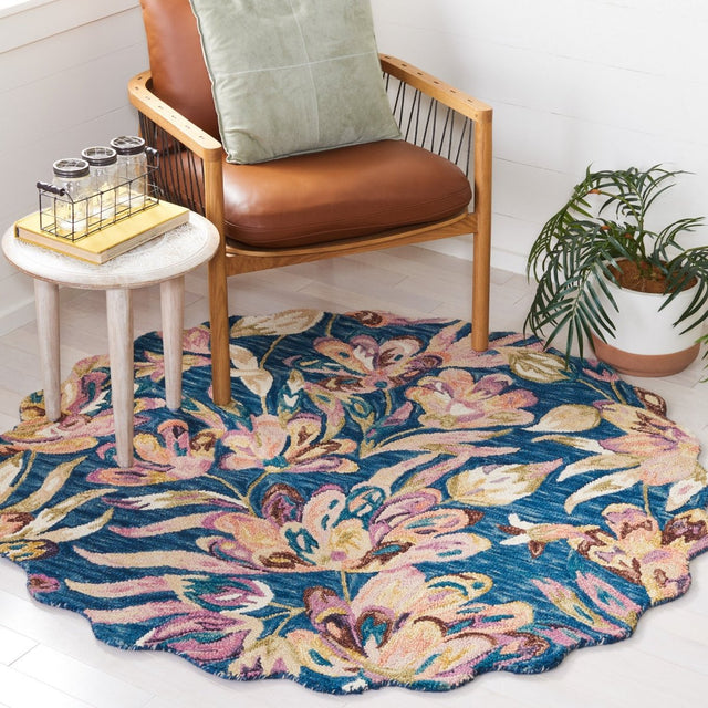 Safavieh Blossom Blm462M Blue/Plum Rug.