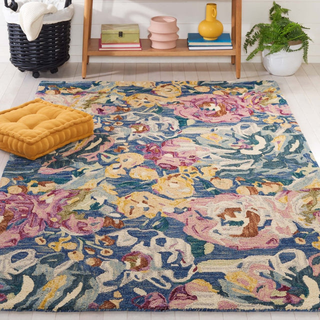 Safavieh Blossom Blm463L Light Blue/Plum Rug.