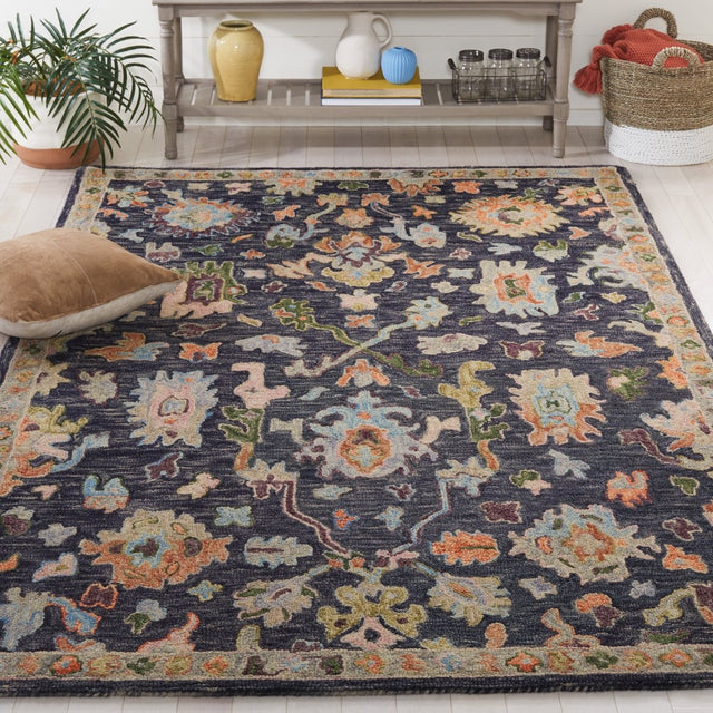 Safavieh Blossom Blm465H Dark Grey/Sage Rug.