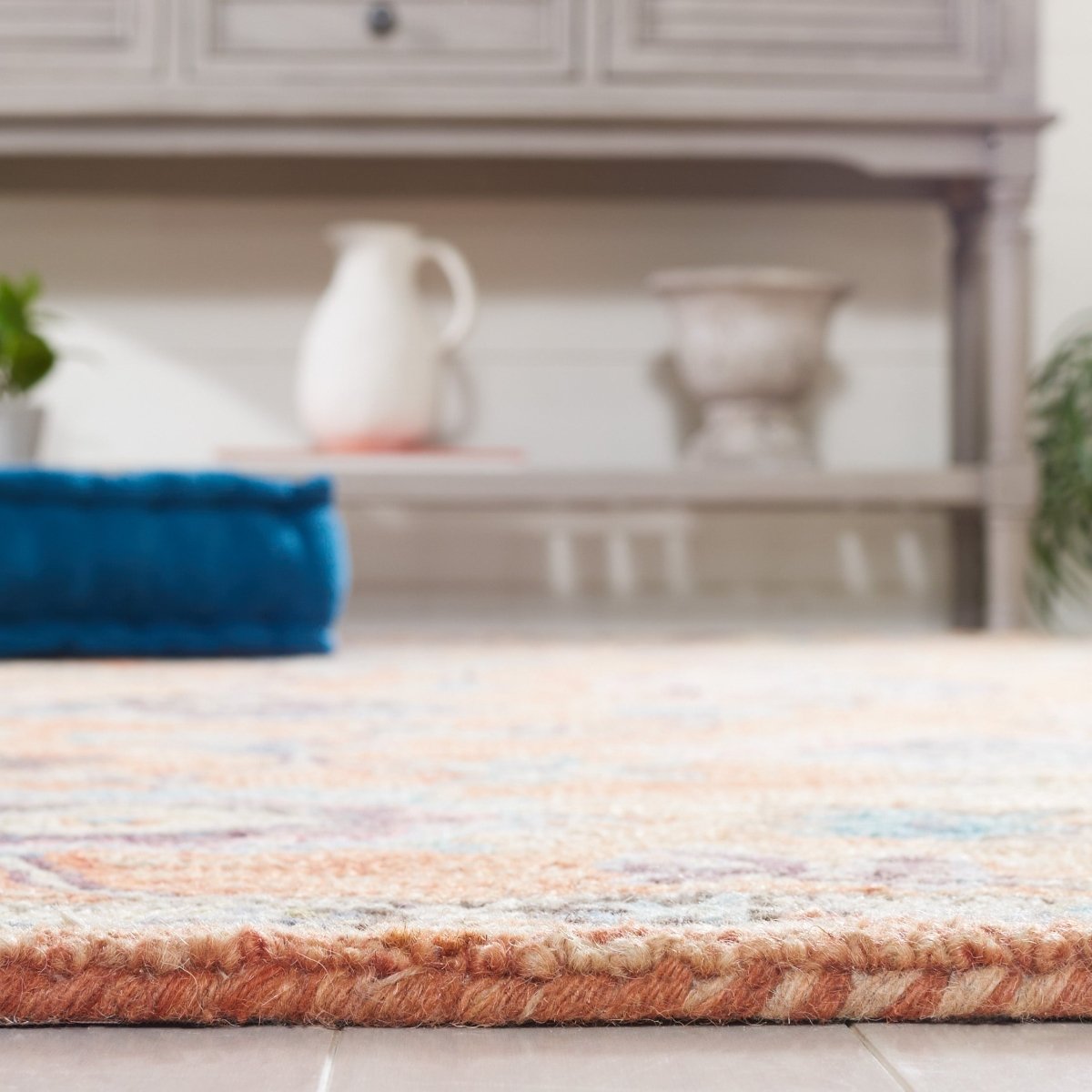 Safavieh Blossom Blm466P Rust/Blue Rug.
