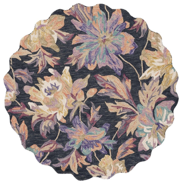 Safavieh Blossom Blm467H Charcoal/Plum Rug.