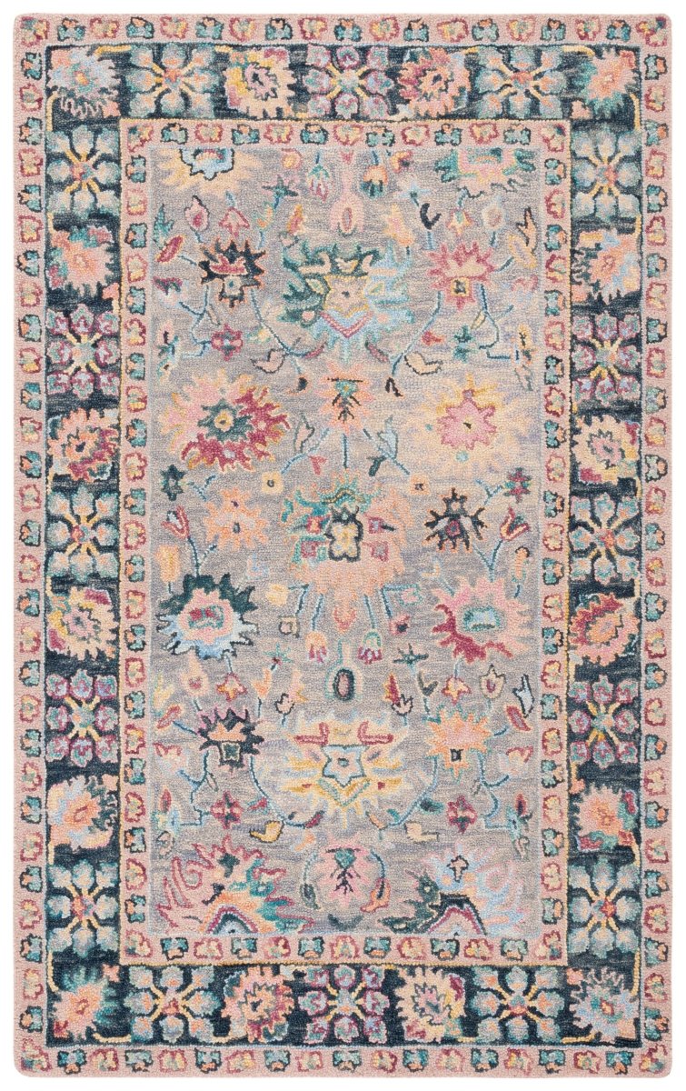 Safavieh Blossom Blm468F Grey/Pink Rug.