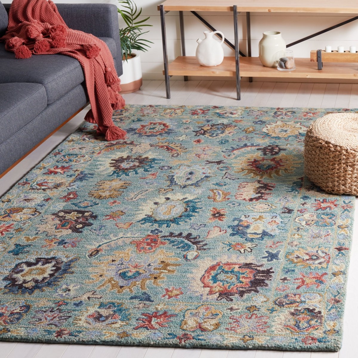Safavieh Blossom Blm472M Blue/Rust Rug.