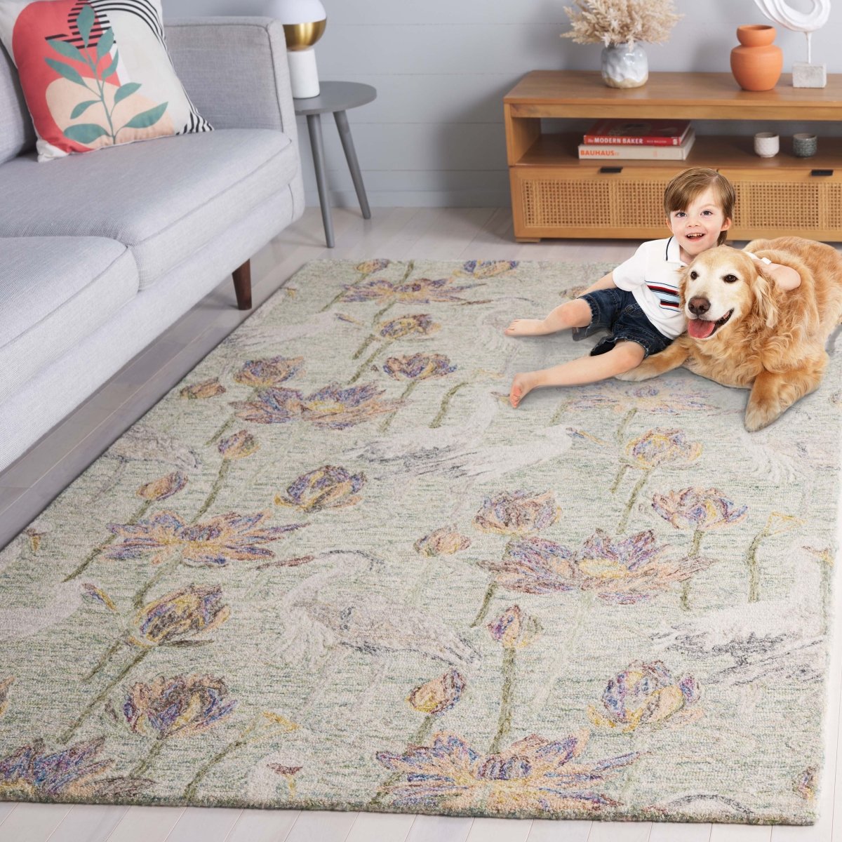 Safavieh Blossom Blm554Y Green/Ivory Rug.