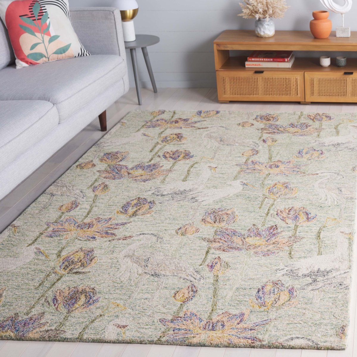 Safavieh Blossom Blm554Y Green/Ivory Rug.