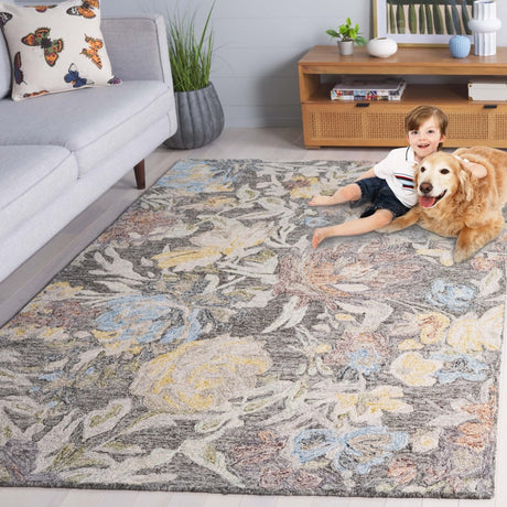 Safavieh Blossom Blm555Y Green/Charcoal Rug.