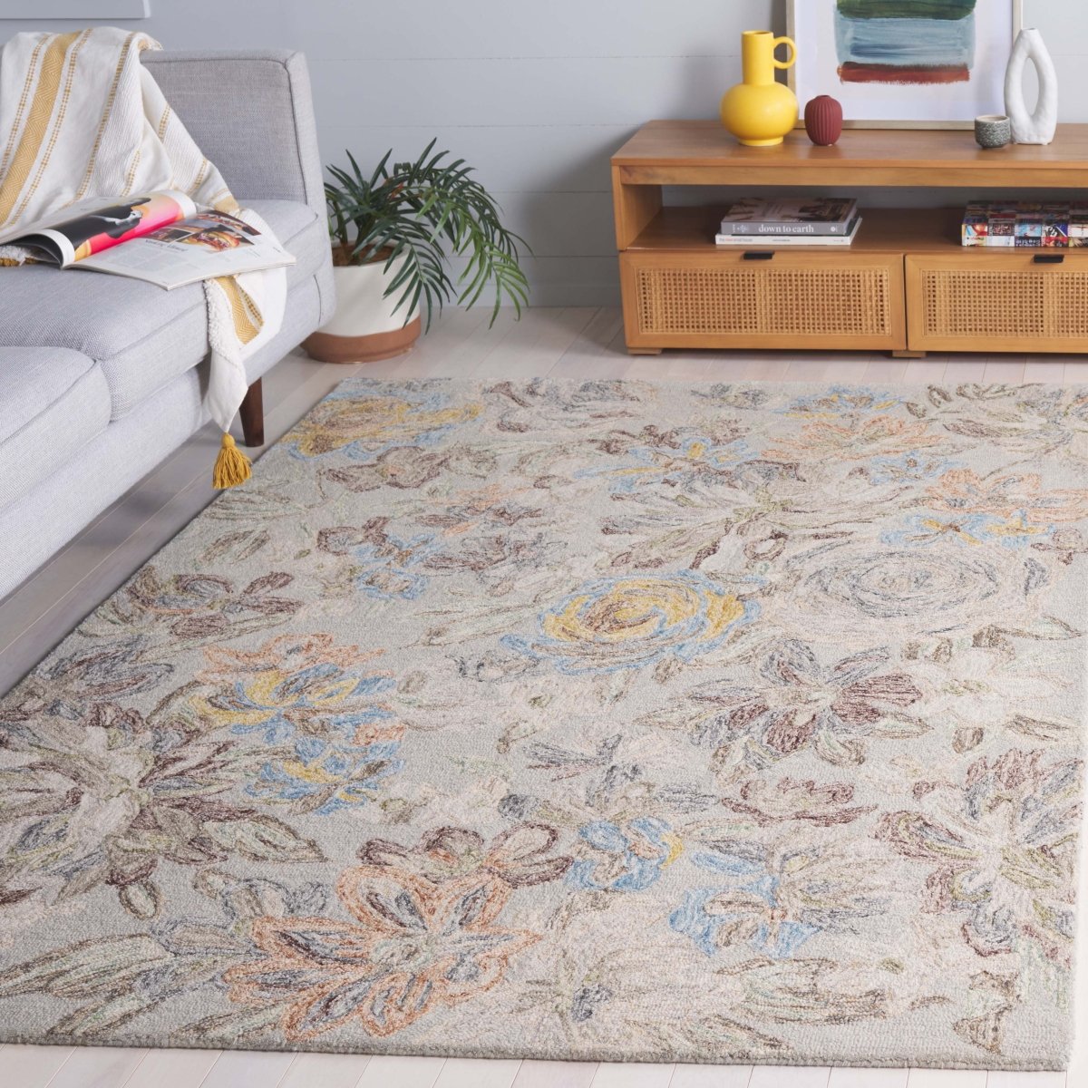 Safavieh Blossom Blm556F Grey/Blue Rug.