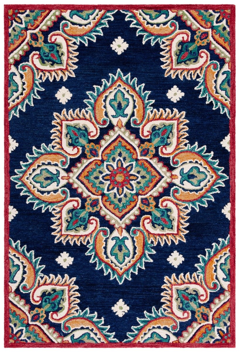 Safavieh Blossom Blm561N Navy/Ivory Rug.