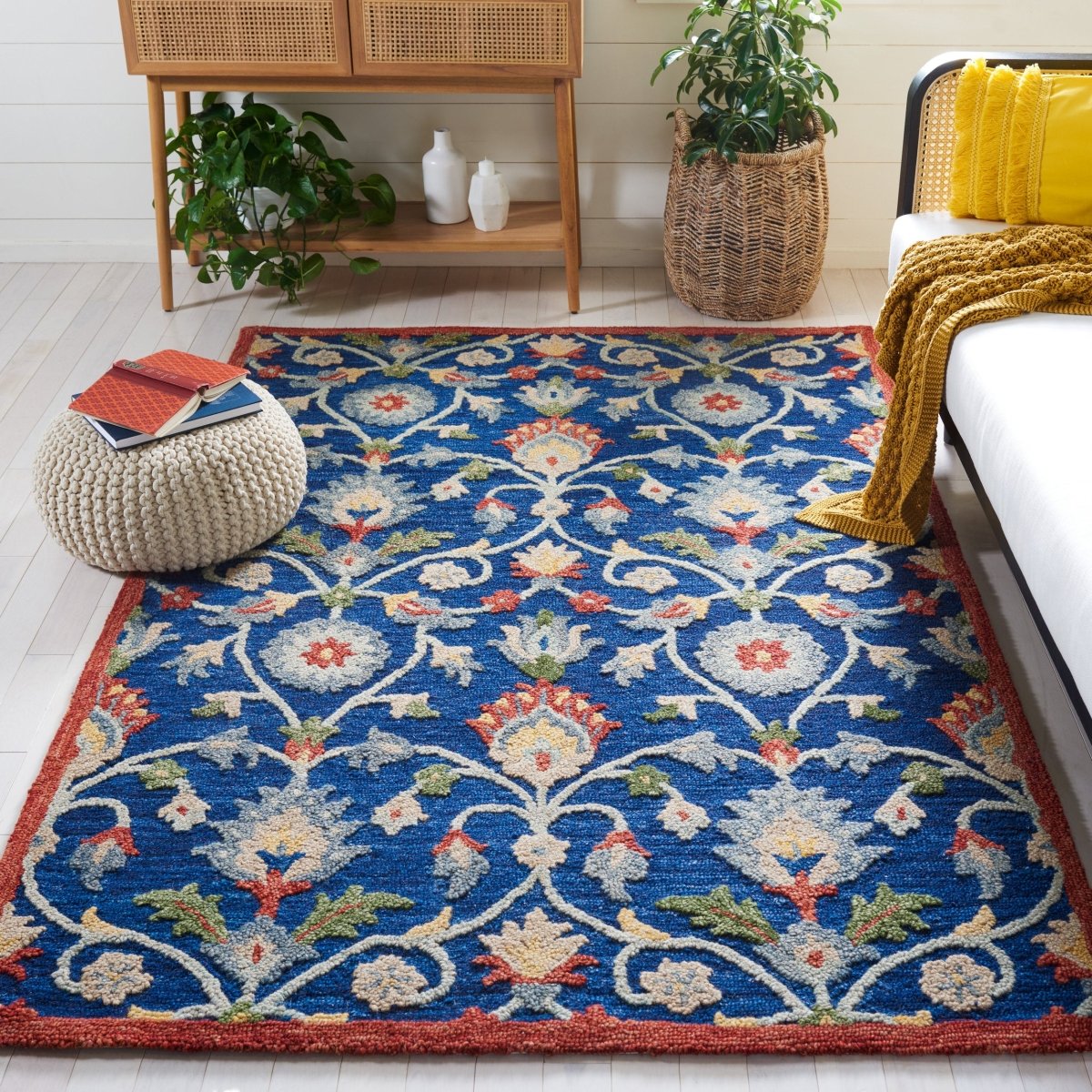 Safavieh Blossom Blm562M Blue/Rust Rug.
