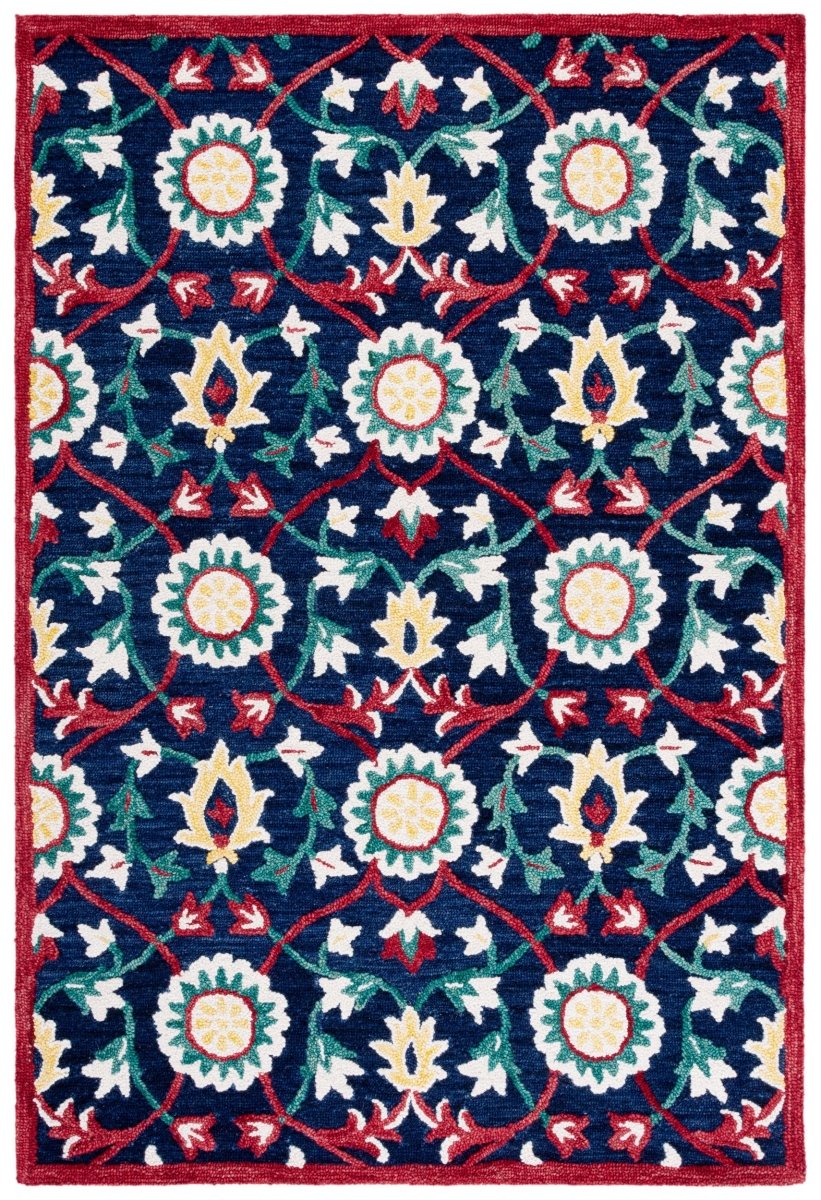 Safavieh Blossom Blm564N Navy/Red Rug.