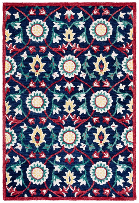 Safavieh Blossom Blm564N Navy/Red Rug.